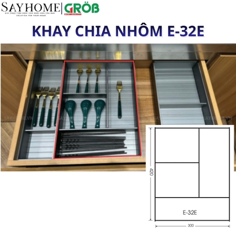 Khay chia nhôm GROB E- 32A, E- 32B, E- 32D, E-32E cho ngăn kéo gỗ - Hàng chính hãng