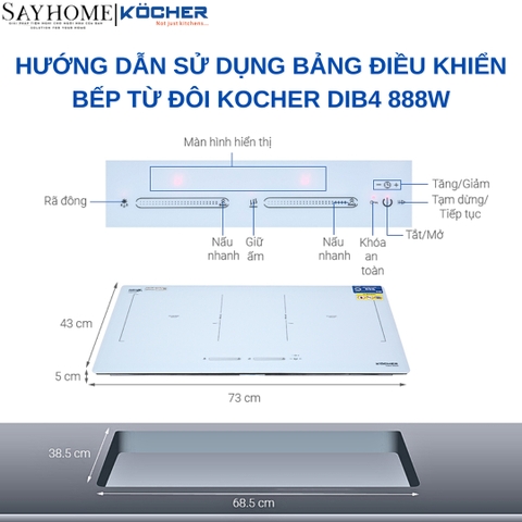 Bếp từ đôi Kocher DIB4 888W -  Bảo hành 3 năm