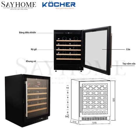 Tủ rượu vang KOCHER KWEU-1156B - Hàng chính hãng