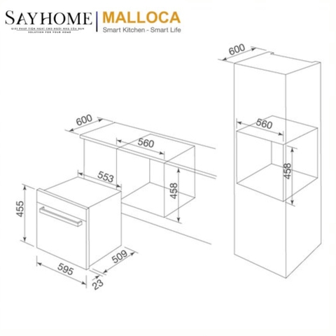 Lò hấp MALLOCA MST-48CP âm tủ 48 Lít - Hàng chính hãng