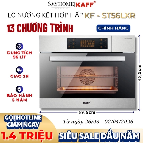 Lò nướng kết hợp hấp KAFF KF-ST56LXR 56 lít - Bảo hành chính hãng 5 năm