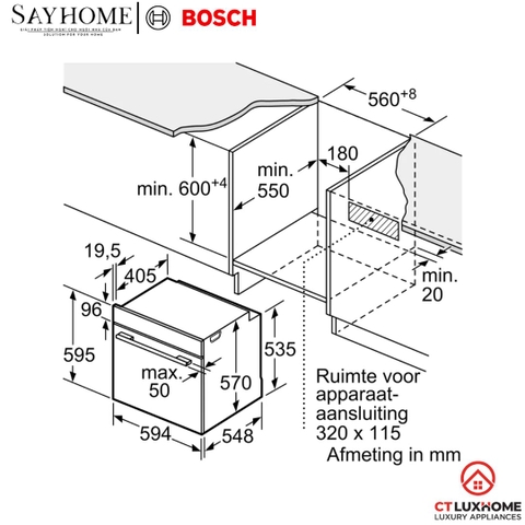 Lò nướng BOSCH HBG536EB3 Series 6 âm tủ 71 Lít tại thành phố Hồ Chí Minh