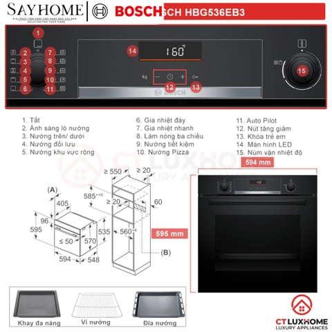 Lò nướng BOSCH HBG536EB3 Series 6 âm tủ 71 Lít tại thành phố Hồ Chí Minh