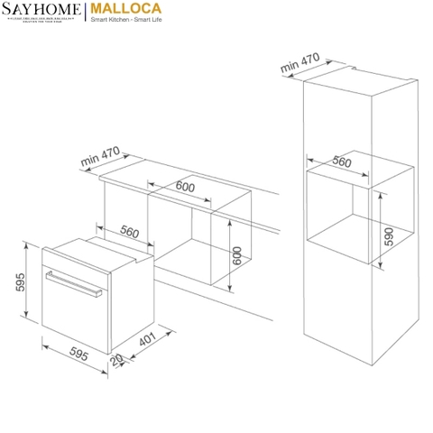 Lò nướng MALLOCA MOV-606 AF âm tủ 60 Lít - Hàng chính hãng