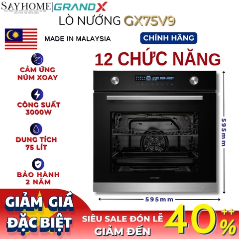 Lò nướng GrandX GX75V9 âm tủ, dung tích 75 lít - Bảo hành chính hãng 2 năm