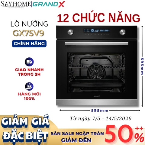 Lò nướng GrandX GX75V9 âm tủ, dung tích 75 lít - Bảo hành chính hãng 2 năm