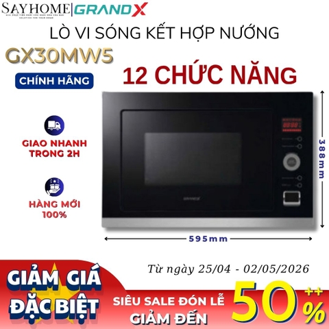 Lò vi sóng kết hợp nướng GRANDX GX30MW5 28 Lít - Hàng chính hãng
