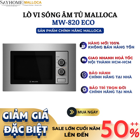 Lò vi sóng MALLOCA MW-820 ECO âm tủ dung tích 20 Lít - Hàng chính hãng