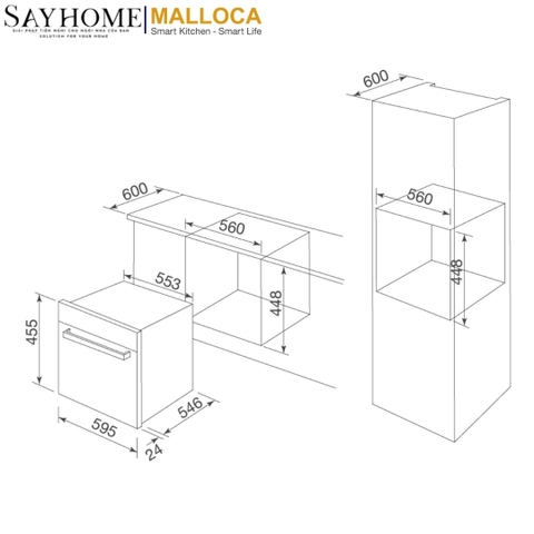 Lò vi sóng MALLOCA MW-40CP âm tủ 40 Lít - Hàng chính hãng