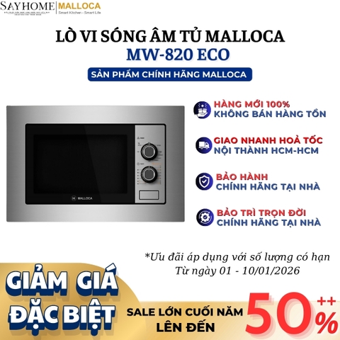 Lò vi sóng MALLOCA MW-820 ECO âm tủ dung tích 20 Lít - Hàng chính hãng