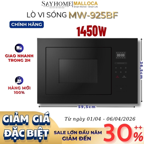Lò vi sóng có chức năng nướng MALLOCA MW-925BF âm tủ 25 Lít - Hàng chính hãng