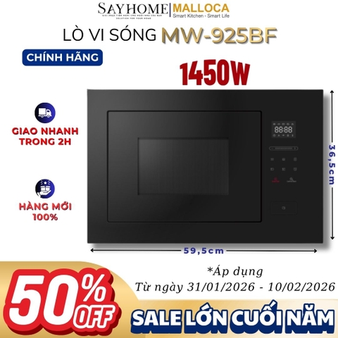 Lò vi sóng kết hợp nướng MALLOCA MW-925BF âm tủ 25 Lít - Hàng chính hãng