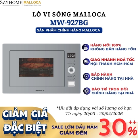 Lò vi sóng MALLOCA MW-927BG âm tủ 27 Lít - Hàng chính hãng