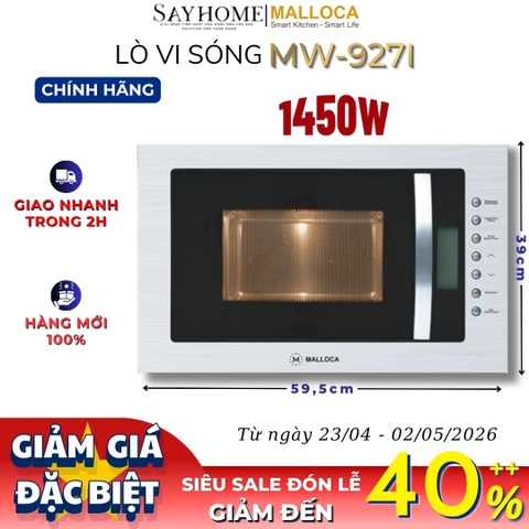 Lò vi sóng MALLOCA MW-927I âm tủ dung tích 27 Lít - Hàng chính hãng