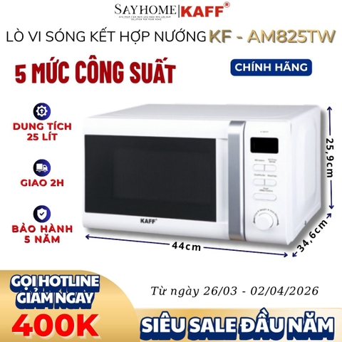 Lò vi sóng kết hợp nướng KAFF KF- AM825TW 25 lít  - Hàng chính hãng KAFF