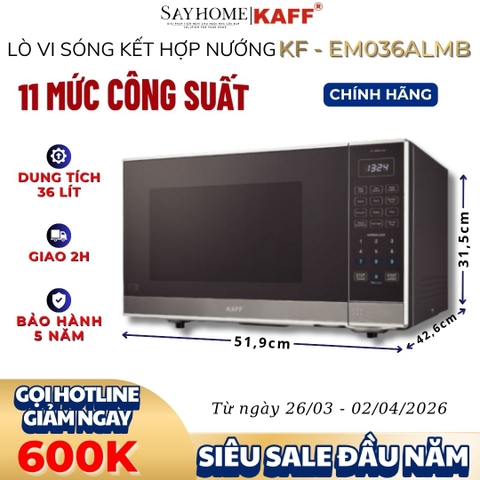 Lò vi sóng kết hợp nướng KAFF KF-EM036ALMB 36 lít  - Hàng chính hãng KAFF