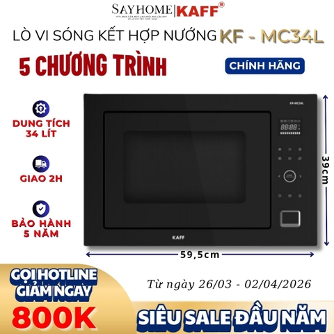 Lò vi sóng kết hợp nướng KAFF KF-MC34L âm tủ 34 lít - Bảo hành chính hãng 5 năm