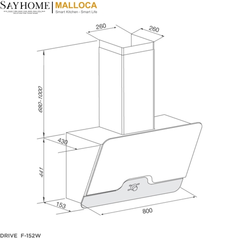 Máy hút mùi dạng TV DRIVE Malloca F-152W tại thành phố Hồ Chí Minh