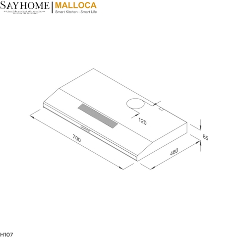 Máy hút mùi âm tủ H107 tại Malloca thành phố Hồ Chí Minh