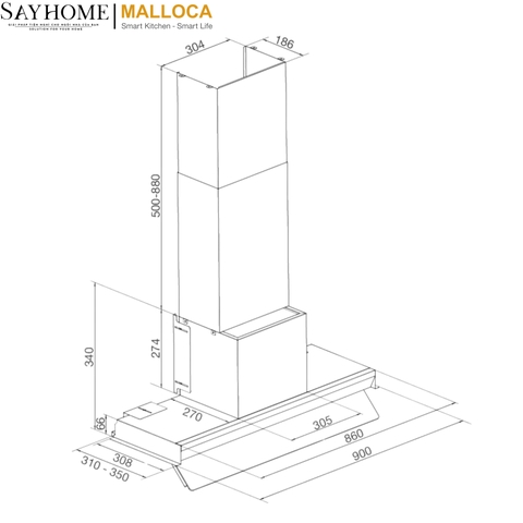 Máy hút mùi âm tủ Malloca Space MH 900SP tại thành phố Hồ Chí Minh