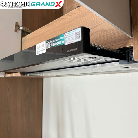 Máy hút mùi GrandX GX H60F56B / GX H70F56B âm tủ, ray kéo, màu đen - Hàng chính hãng