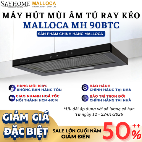 Máy hút mùi MALLOCA MH 90BTC âm tủ ray kéo - Hàng chính hãng