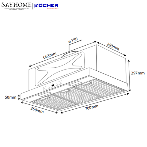Máy hút mùi âm tủ Kocher Turbo X-350D tại thành phố Hồ Chí Minh