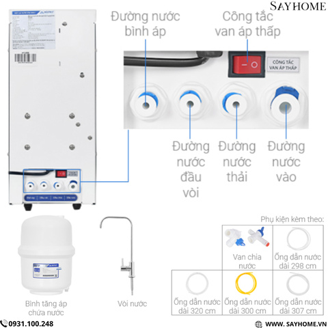 Máy lọc nước RO để gầm Hoà Phát HPU488 với 11 lõi lọc cao cấp SAYHOME