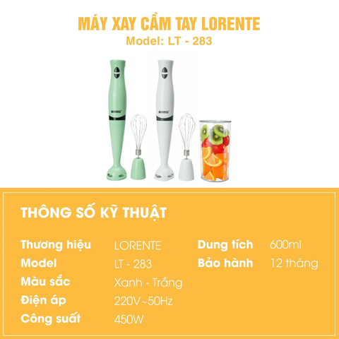 Máy xay cầm tay Lorente LT-283 450W đa năng - Hàng chính hãng