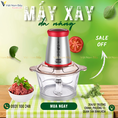 Máy xay thịt thủy tinh 2.0L Ladomax HA-333 inox