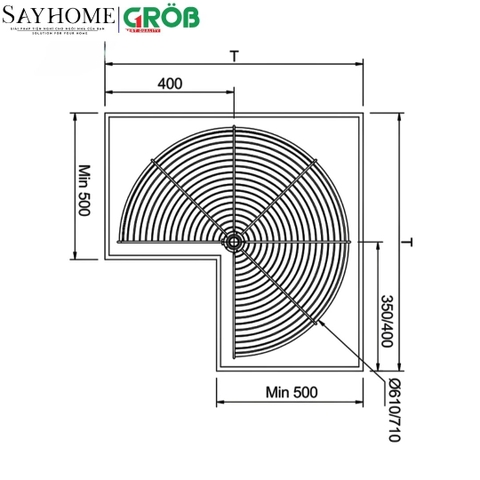Mâm xoay GROB C1.12.7270, C1.12.8270 góc 270 độ inox SUS304, nan dẹt tại thành phố Hồ Chí Minh
