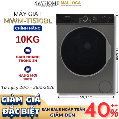 Máy giặt MALLOCA MWM-T1510BL cửa trước, lồng ngang 10kg - Hàng chính hãng