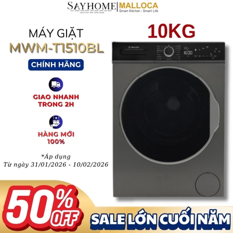 Máy giặt MALLOCA MWM-T1510BL cửa trước, lồng ngang 10kg - Hàng chính hãng