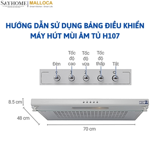 Máy hút mùi âm tủ H107 tại Malloca thành phố Hồ Chí Minh