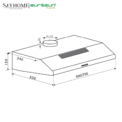 Máy hút mùi âm tủ EUROSUN EH-60CF19B / EH-60CF19EB / EH-70CF19B / EH-70CF19EB tại thành phố Hồ Chí Minh