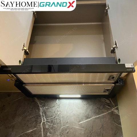Máy hút mùi GrandX GX H60F56B / GX H70F56B âm tủ, ray kéo, màu đen - Hàng chính hãng