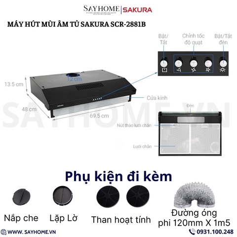 Máy hút mùi âm tủ SAKURA SCR-2881B tại thành phố Hồ Chí Minh