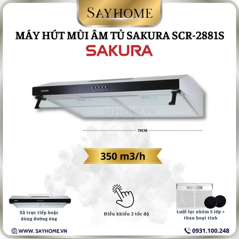 Máy hút mùi âm tủ SAKURA SCR-2881S tại thành phố Hồ Chí Minh