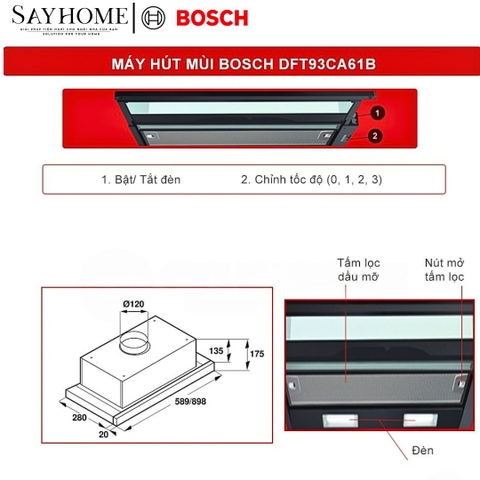 Máy hút mùi Bosch DFT93CA61B Âm Tủ Serie 2 tại thành phố Hồ Chí Minh