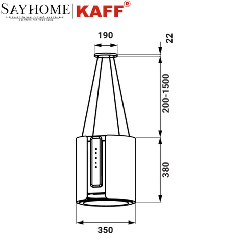 Máy hút mùi KAFF KF-IS0935YL độc lập cảm ứng - điều khiển từ xa - Bảo hành chính hãng 3 năm