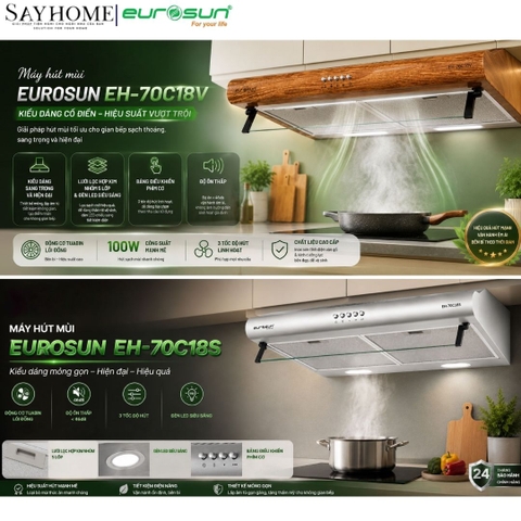 Máy hút mùi âm tủ EUROSUN EH-70C18V/EH-70C18S tại thành phố Hồ Chí Minh