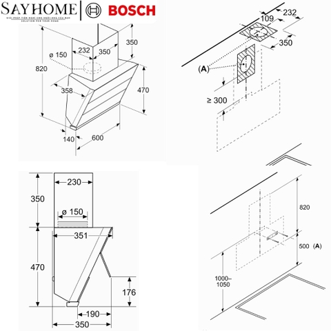 Máy hút mùi Bosch DWK68IJ60I Serie 4 mặt kính nghiêng tại thành phố Hồ Chí Minh