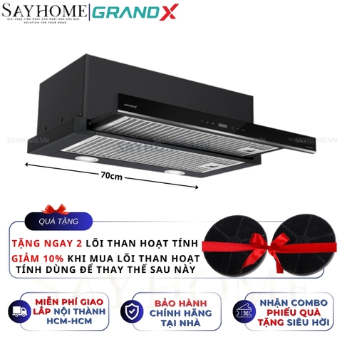 Máy hút mùi GrandX GX H60F58B/ GX H70F58B/ GX H90F58B âm tủ, ray kéo - Hàng chính hãng