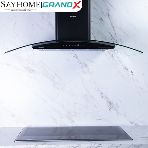 Máy hút mùi GrandX GX H70C62B/ GX H90C62B kính cong, màu đen - Hàng chính hãng