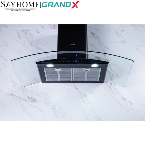 Máy hút mùi GrandX GX H70C62B/ GX H90C62B kính cong, màu đen - Hàng chính hãng