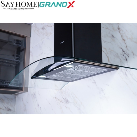 Máy hút mùi GrandX GX H70C62B/ GX H90C62B kính cong, màu đen - Hàng chính hãng