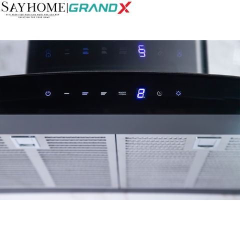 Máy hút mùi GrandX GX H70C62B/ GX H90C62B kính cong, màu đen - Hàng chính hãng