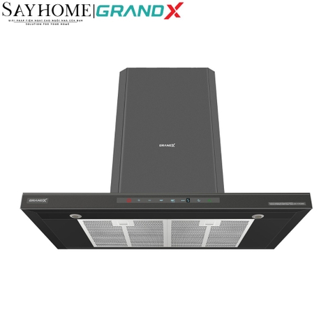 Máy hút mùi GrandX GX H70C69G/ GX H90C69G kính toa, áp tường, màu xám titan - Hàng chính hãng
