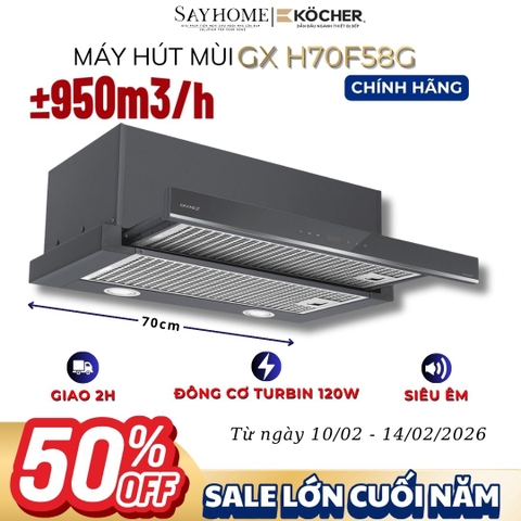 Máy hút mùi GrandX GX H70F58G âm tủ, ray kéo, màu xám - Hàng chính hãng