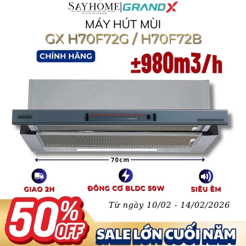 Máy hút mùi GrandX GX H70F72G / GX H70F72B âm tủ, ray kéo - Hàng chính hãng